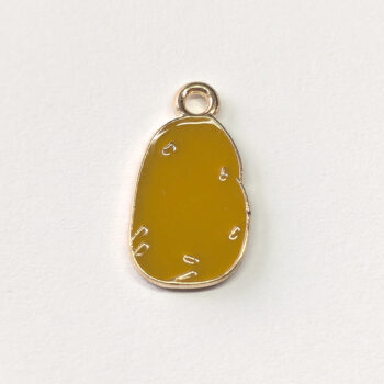 Brown Potato Vegetable Enamel Charm Gold