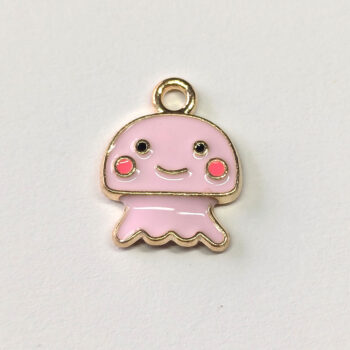 Cute Pink Octopus Enamel Charm Gold