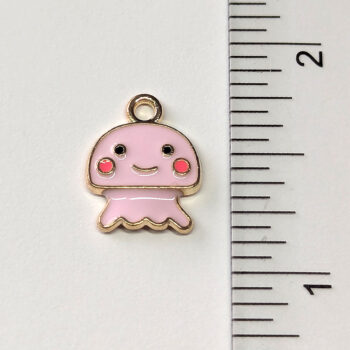 Cute Pink Octopus Enamel Charm Gold - Image 2