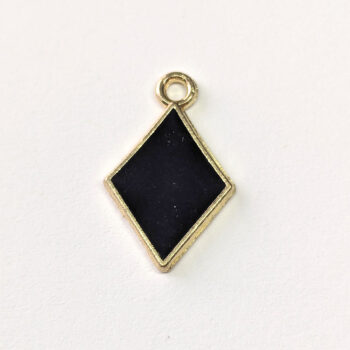 Black Diamond Shape Enamel Charm Gold