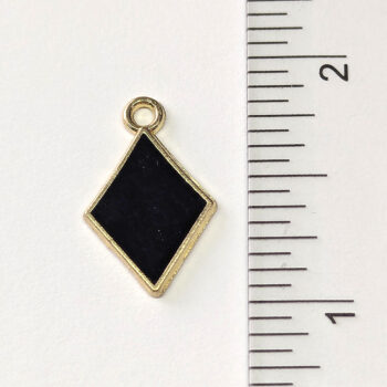 Black Diamond Shape Enamel Charm Gold - Image 2