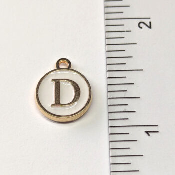 Letter D White Enamel Charm Gold - Image 2