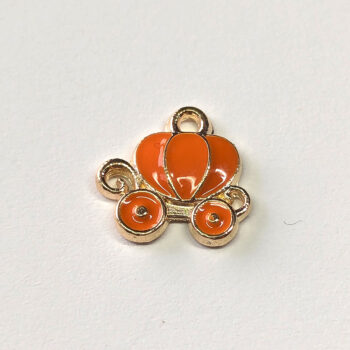 Light Orange Princess Coach Wagon Enamel Charm Gold