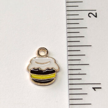 Yellow Black White Honey Pot Enamel Charm Gold - Image 2