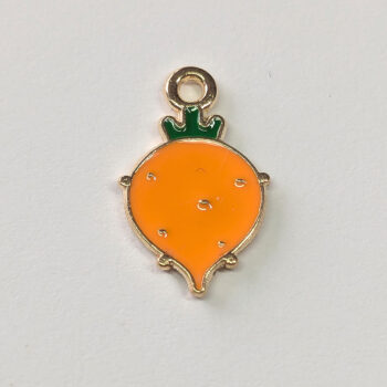 Orange Turnip Vegetable Enamel Charm Gold