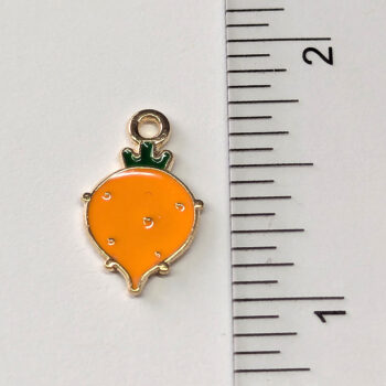 Orange Turnip Vegetable Enamel Charm Gold - Image 2