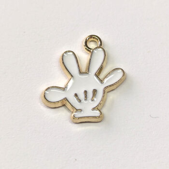 White Mitt Glove Hand Enamel Charm Gold