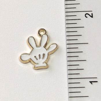 White Mitt Glove Hand Enamel Charm Gold - Image 2