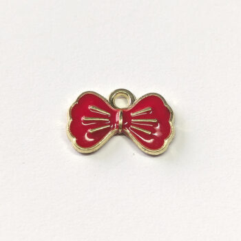 Dainty Red Bow Enamel Charm Gold