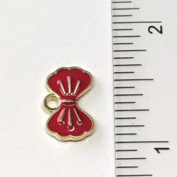 Dainty Red Bow Enamel Charm Gold - Image 2