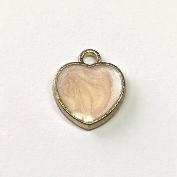 White Shiny Mica Heart Enamel Charm Gold