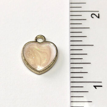 White Shiny Mica Heart Enamel Charm Gold - Image 2