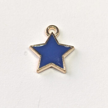 Small Blue Star Enamel Charm Gold