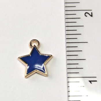 Small Blue Star Enamel Charm Gold - Image 2