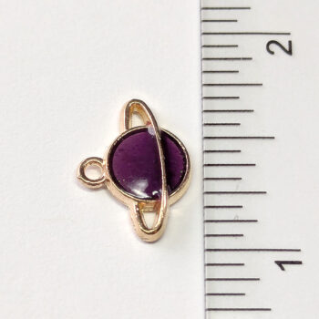 Purple Saturn Planet Enamel Charm Gold - Image 2