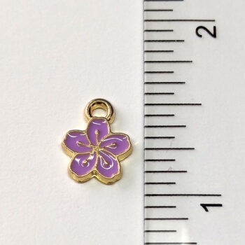 Dainty Lilac Purple Five Petal Flower Enamel Charm Gold - Image 2