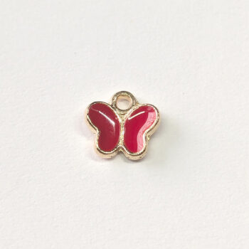 Dainty Red Butterfly Enamel Charm Gold