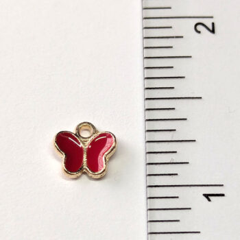 Dainty Red Butterfly Enamel Charm Gold - Image 2