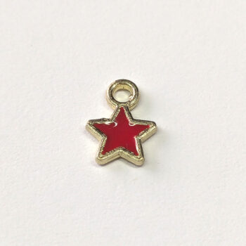 Dainty Red Star Enamel Charm Gold