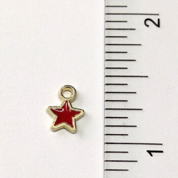 Dainty Red Star Enamel Charm Gold - Image 2