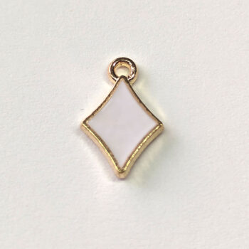 White Diamond Shape Enamel Charm Gold