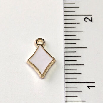 White Diamond Shape Enamel Charm Gold - Image 2