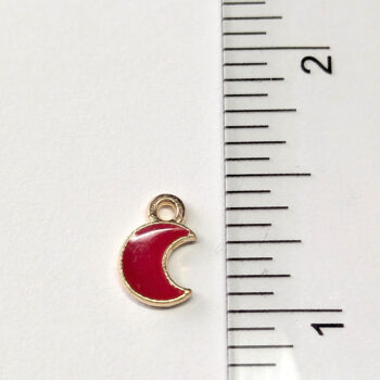 Dainty Red Moon Enamel Charm Gold - Image 2