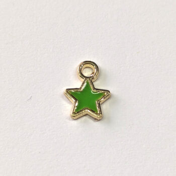 Dainty Green Star Enamel Charm Gold