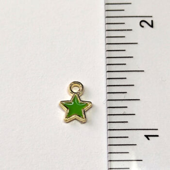 Dainty Green Star Enamel Charm Gold - Image 2