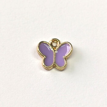 Dainty Purple Butterfly Enamel Charm Gold