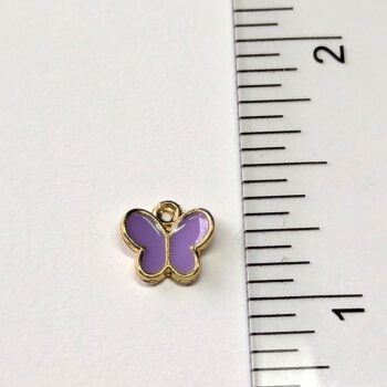 Dainty Purple Butterfly Enamel Charm Gold - Image 2