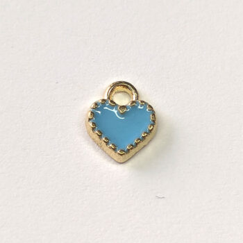 Dainty Decorative Blue Heart Enamel Charm Gold