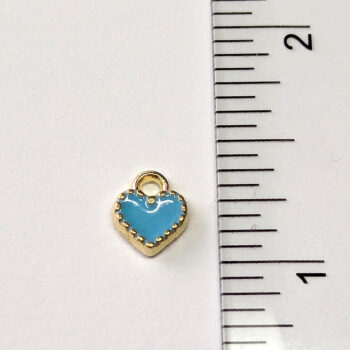 Dainty Decorative Blue Heart Enamel Charm Gold - Image 2