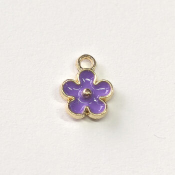 Dainty Purple Buttercup Flower Enamel Charm Gold