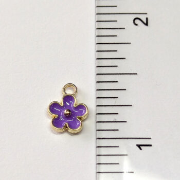 Dainty Purple Buttercup Flower Enamel Charm Gold - Image 2