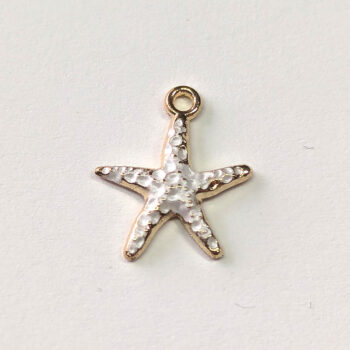 Textured White Starfish Enamel Charm Gold