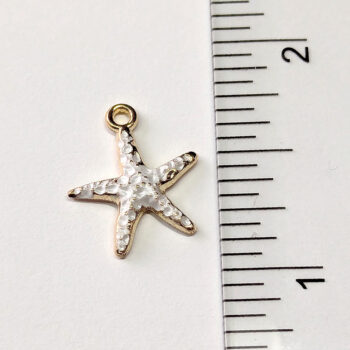 Textured White Starfish Enamel Charm Gold - Image 2