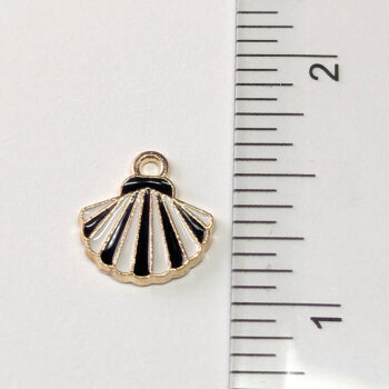 Black White Scallop Shell Enamel Charm Gold - Image 4