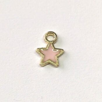 Dainty Pink Star Enamel Charm Gold