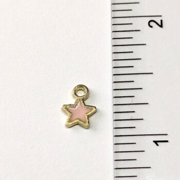 Dainty Pink Star Enamel Charm Gold - Image 2