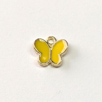 Dainty Yellow Butterfly Enamel Charm Gold