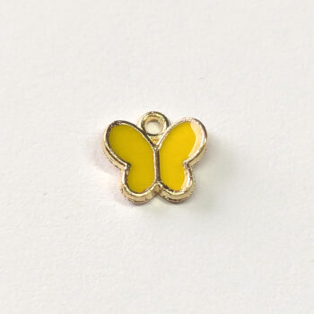 Dainty Yellow Butterfly Enamel Charm Gold - Image 2