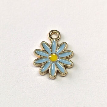 Dainty Blue Yellow Multi Petal Daisy Flower Enamel Charm Gold