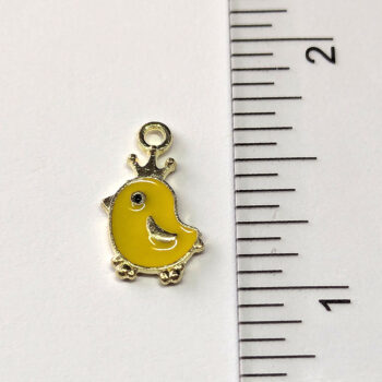 Yellow Chick with Crown Enamel Charm Gold - Image 2