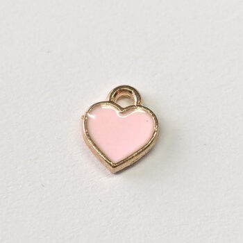 Dainty Pink Heart Enamel Charm Gold