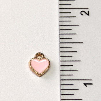 Dainty Pink Heart Enamel Charm Gold - Image 2