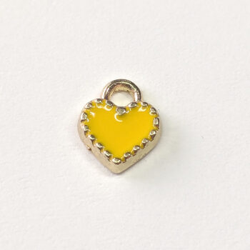 Dainty Decorative Yellow Heart Enamel Charm Gold