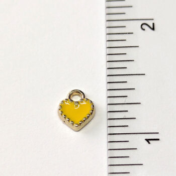 Dainty Decorative Yellow Heart Enamel Charm Gold - Image 2