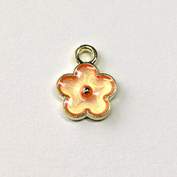 Dainty Pink Transparent Flower Enamel Charm Gold