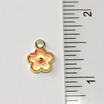 Dainty Pink Transparent Flower Enamel Charm Gold - Image 2